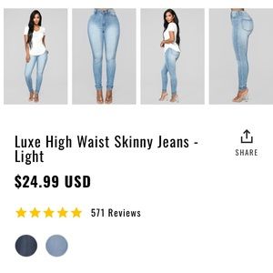 Fashion Nova luxe high waisted jeans size 3